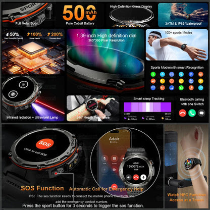 Smartwatch IP68 Outdoor Sport Watch Fitness Tracker Health Monitor BT Call