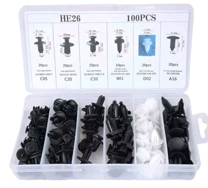 100x Car Body Push Retainer Pin Rivet Bumper Door Trim Panel Fastener Clips Kit