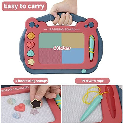 Magnetic Drawing Board for Toddlers 1-3, Color Erasable Doodle Writing Blue