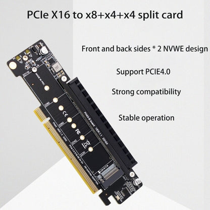 PCIE 4.0 X16 to X8+X4+X4 Splitter Adapter PCIe to 2x M.2 NVME SSD Expansion Card