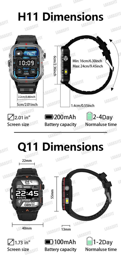 LAXASFIT Men's Smart Sports Watch – 1.71" HD Display, Bluetooth Calling, Blood O