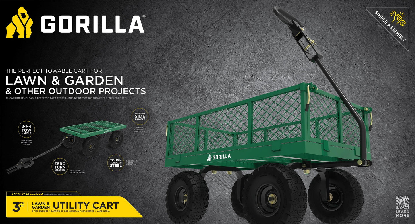 Carts 400 lb. Capacity Steel Utility Garden Landscape Cart,32 in x 18 in