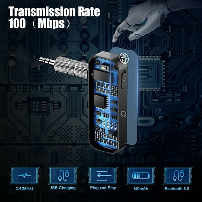 USB Wireless Bluetooth 5.0 Transmitter Receiver 2in1 Audio Adapter 3.5mm Aux Car