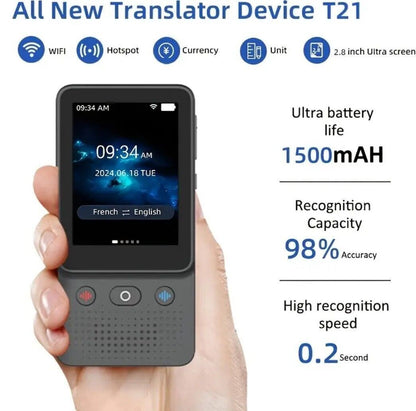 2025 Smart Ai Translator 138 Language Real Time Response With Speakers Portable