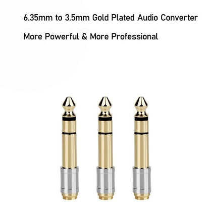 3pcs 6.35mm To 3.5mm Converters 1/4" Male 1/8" Female Jack Headphone Adapter