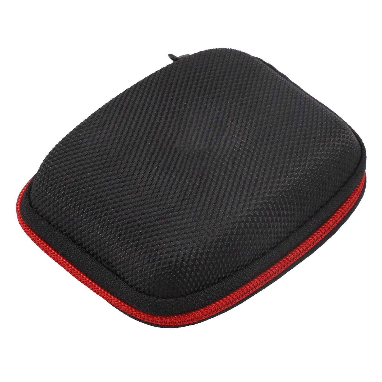 Portable Square Earphone Case Box with Mesh Pocket Headset Storage Black
