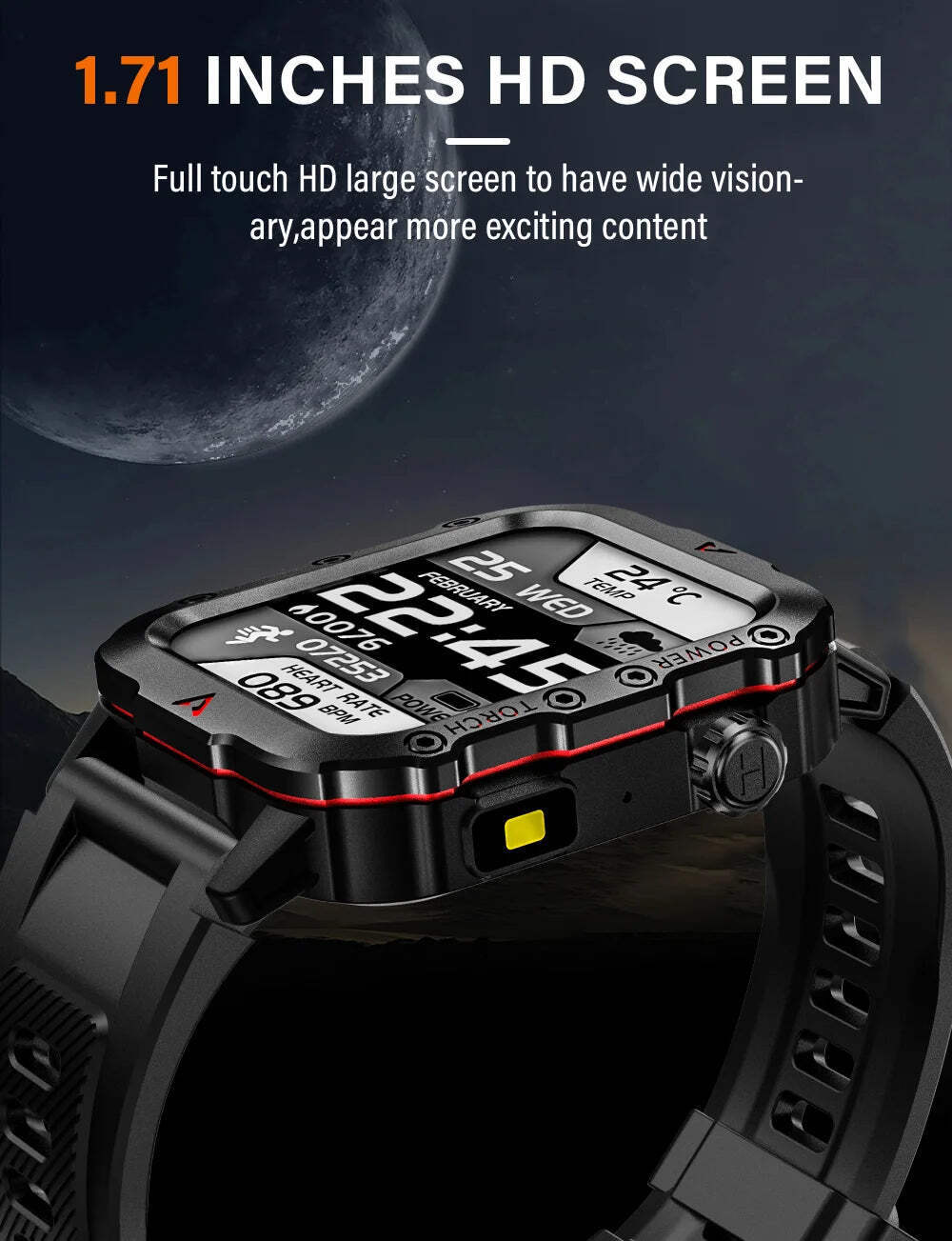 LAXASFIT Men's Smart Sports Watch – 1.71" HD Display, Bluetooth Calling, Blood O