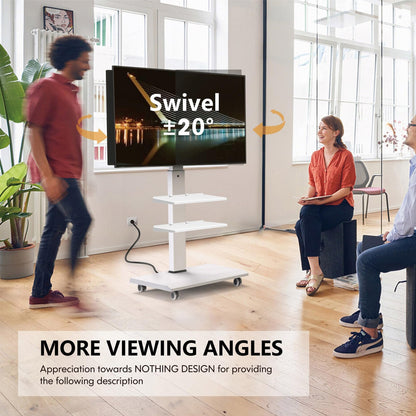 Rolling TV Stand for 32-75 Inch TVs, Portable Mobile TV Stand on Wheels with ...