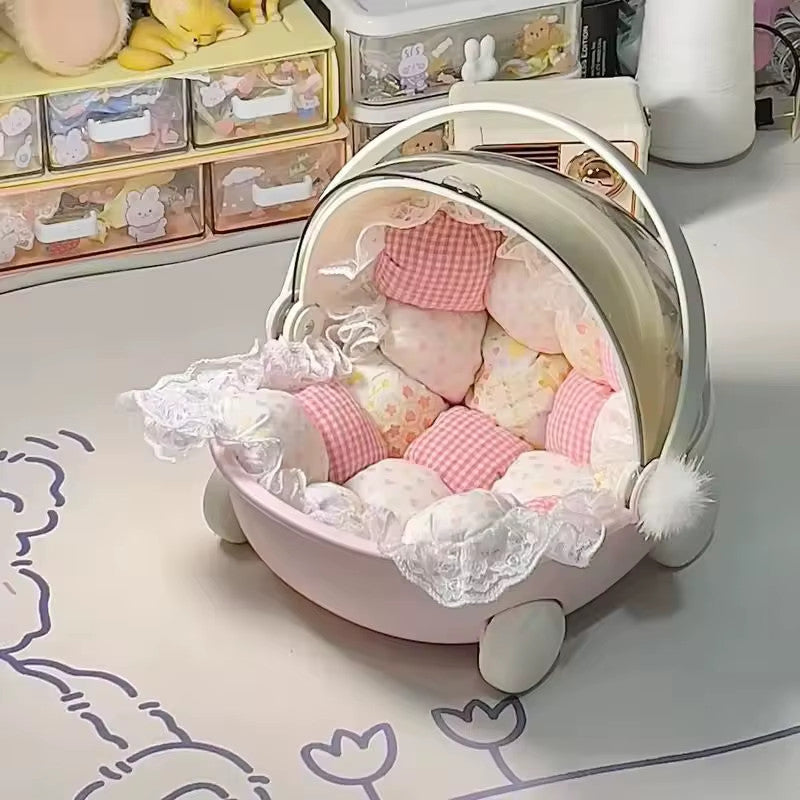 Labubu Baby Stroller Storage Box and Doll Cradle Furniture Accessories