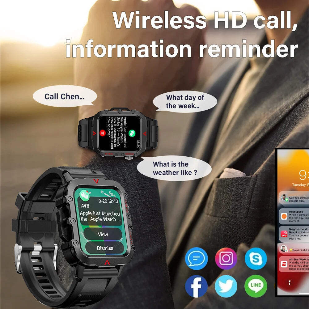 LAXASFIT Men's Smart Sports Watch – 1.71" HD Display, Bluetooth Calling, Blood O