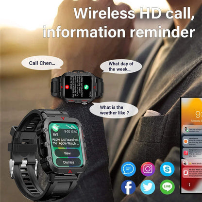 LAXASFIT Men's Smart Sports Watch – 1.71" HD Display, Bluetooth Calling, Blood O