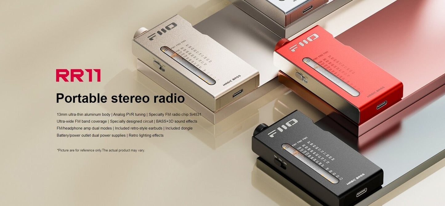 Fiio RR11 Retro Portable Stereo Radio FM/AMP dual modes/Aluminum body/Si4831