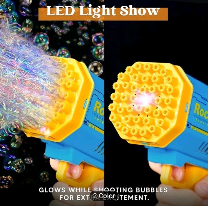 Bubble Machine Gun with Colorful Lights Automatic Bubble Maker Gun
