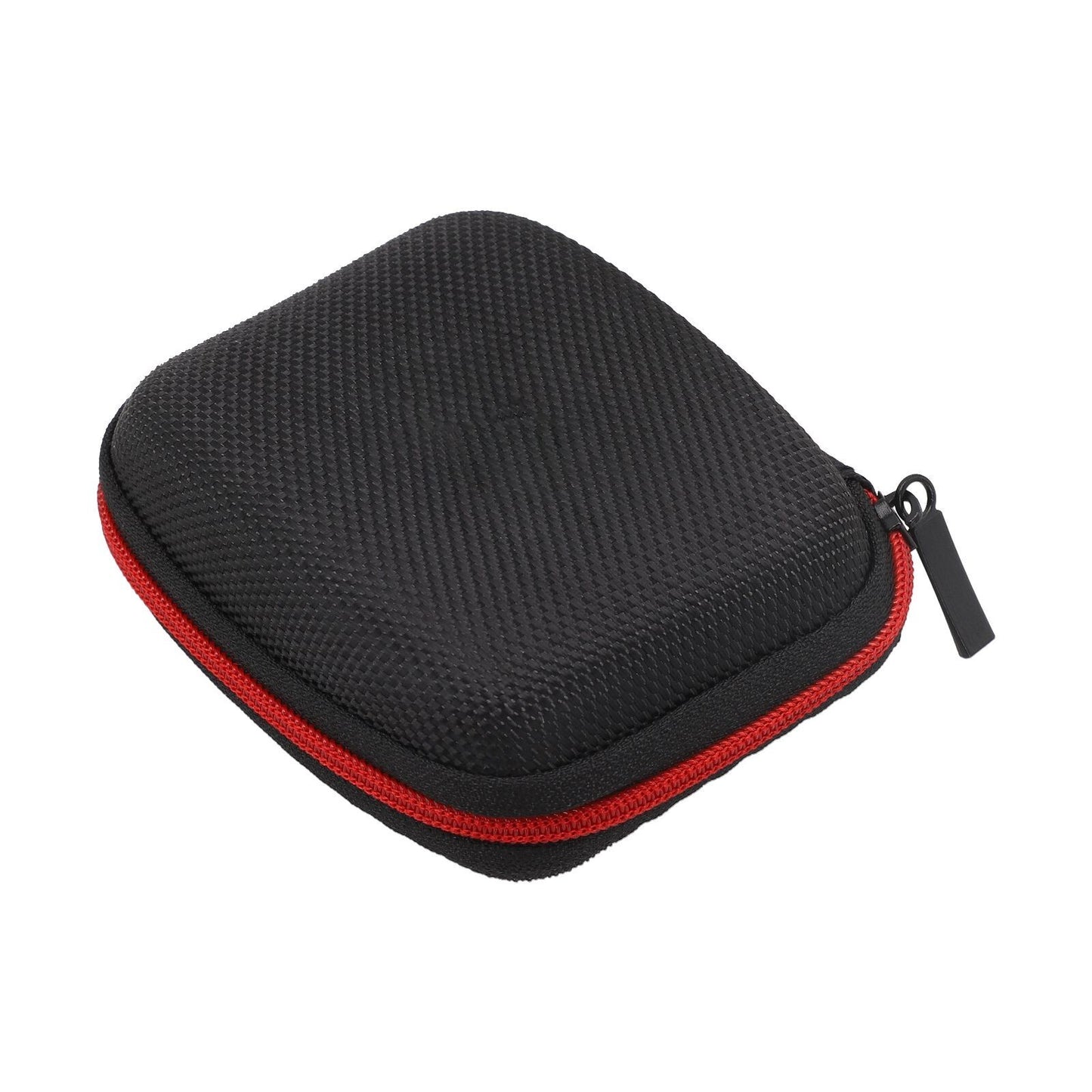 Portable Square Earphone Case Box with Mesh Pocket Headset Storage Black