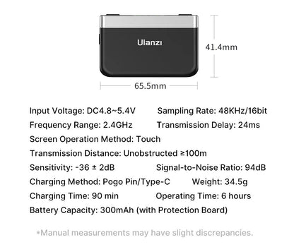U-Mic Stereo Wireless Lavalier Microphone for DSLR Phone Interview Video Record