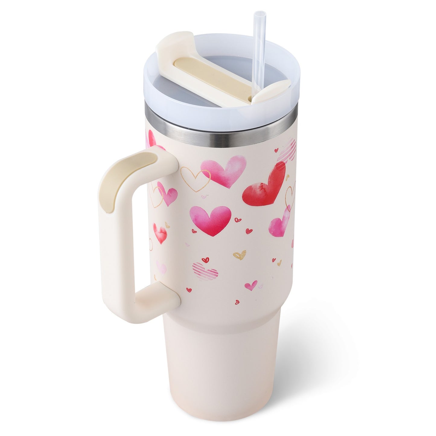40 Oz Tumbler With Handle Straw Insulated, Stainless Steel Spill Proof Vacuum Co
