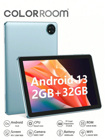 10" Android 13 Tablet, 6GB RAM, 64GB ROM, Dual Camera, GPS, 6000mAh, WiFi
