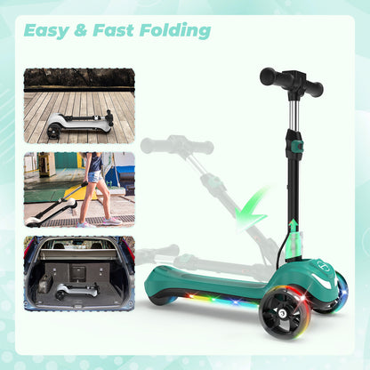 Folding Electric Scooter for Kids Ages 3-12 Bluetooth E-Scooter LED Wheels Gift
