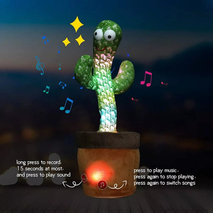 Dancing Cactus Repeat Talk Sing Glow Interactive Plush Toy for Kids | USB | USA