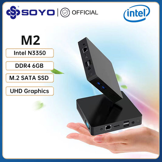 Mini PC Intel N3350 CPU 4G RAM 64G ROM VGA USB3.0 Support M.2 Win10Pro