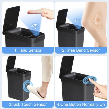 Sleek Automatic Trash Cans 2.2 Gallon - Odor-Sealing, Touchless Design