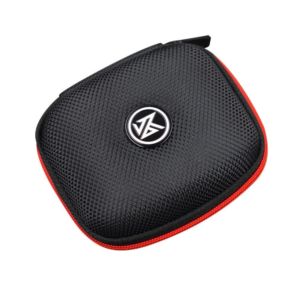 Portable Square Earphone Case Box with Mesh Pocket Headset Storage Black