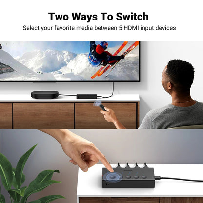 UGREEN HDMI Switch 5 in 1 Out 4K@60Hz Splitter with Remote 3D CEC HDR HDCP2.2 PS