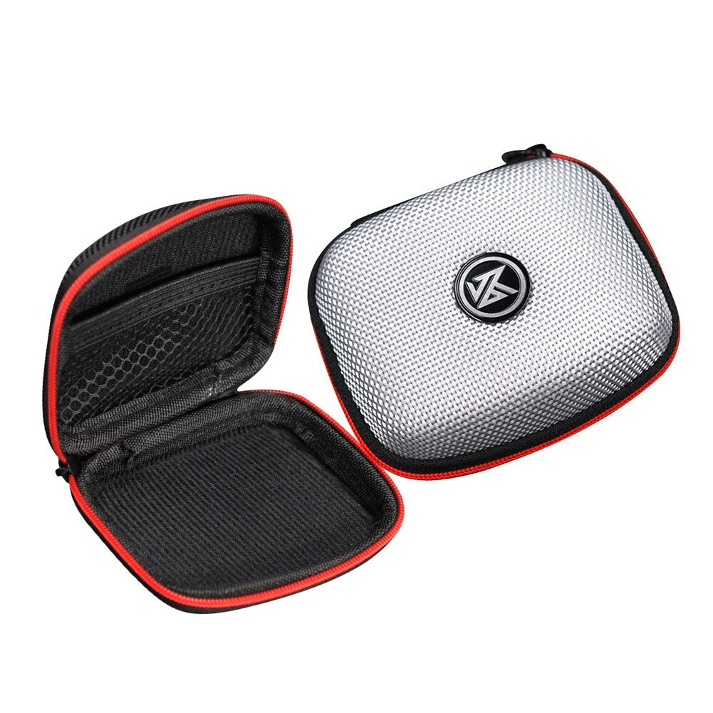 Portable Square Earphone Case Box with Mesh Pocket Headset Storage Black