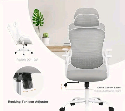 Ergonomic Office Chair, High Back Desk Chair with Flip-up Armrest