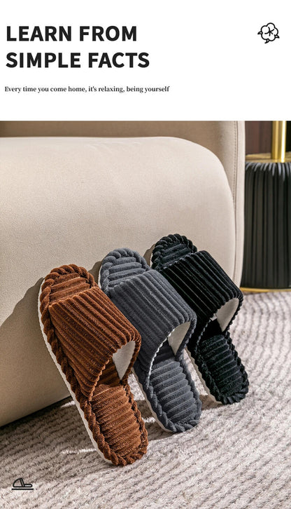 Men's Autumn Winter Indoor Slippers Bedroom Soft Sole Slides Footwear