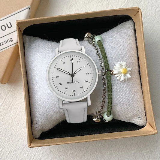 YIKAZE Women's Watch PU Leather Strap Women Quartz Watches Waterproof Round Dial