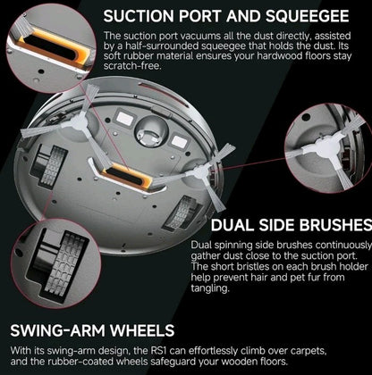 RS1 Robot Vacuum, Brushless Tangle-free,140min Runtime, Automatic Recharge