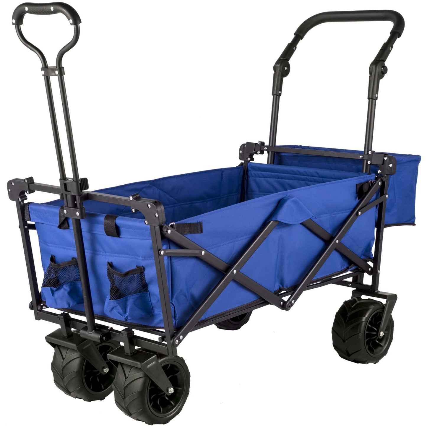 Folding Wagon Cart, Collapsible Folding Garden Cart w/ Shade Beach Utility