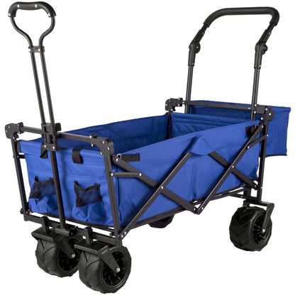 Folding Wagon Cart, Collapsible Folding Garden Cart w/ Shade Beach Utility