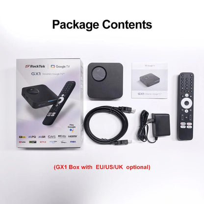 RockTek GX1 UHD Google TV 4GB 32GB Realtek1325 Dolby Atmos 2T2R Wifi6 BT5.2
