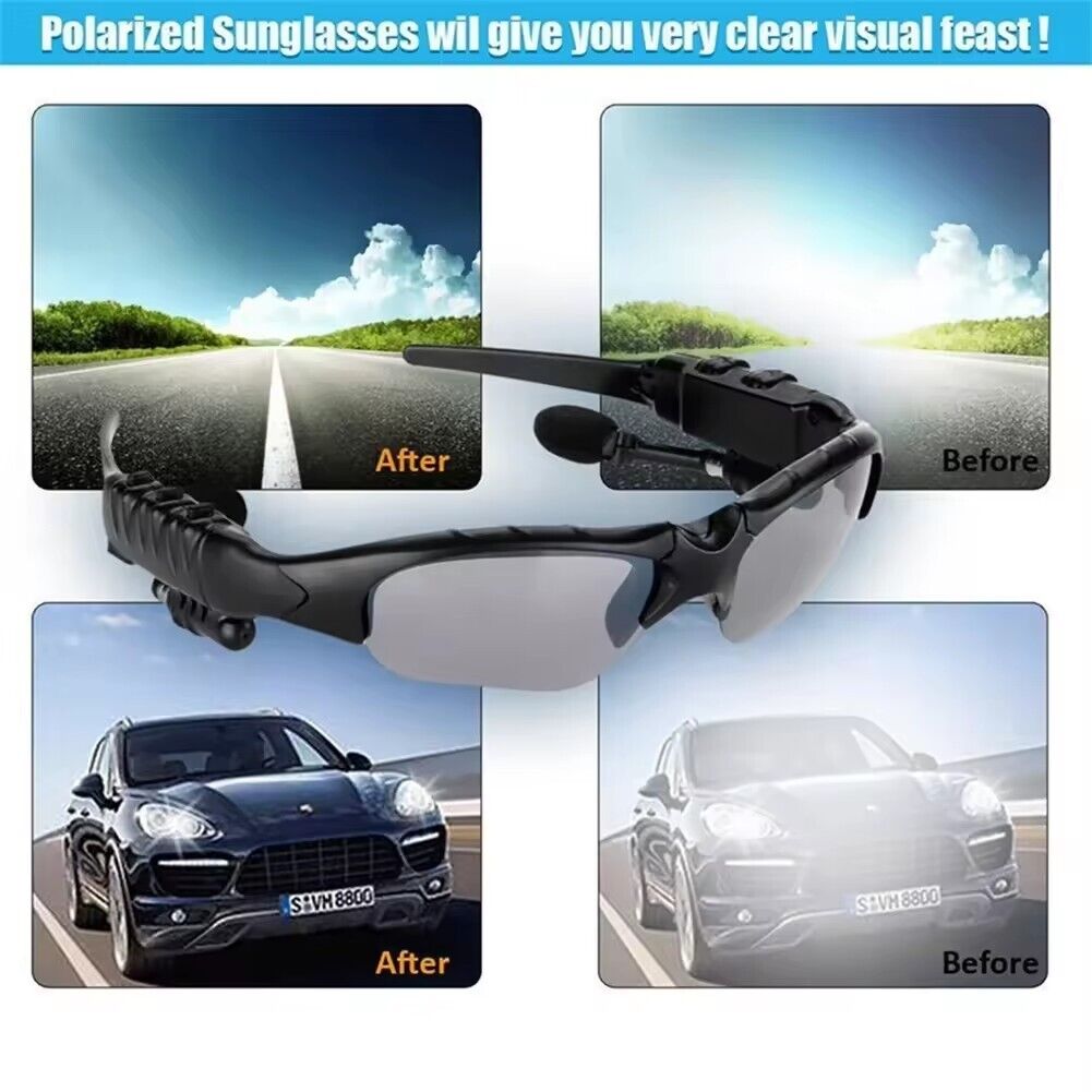 Wireless Bluetooth Glasses Music Headset Audio Hands-free Calls Smart Sunglasses