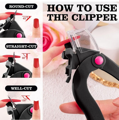 Adjustable Acrylic Nail Clippers with Sizer, Catcher and Length Measurement