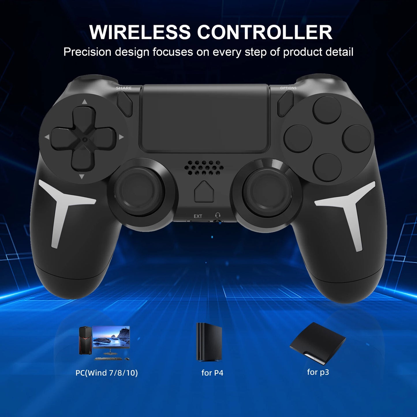 Wireless Gamepad Bluetooth Controller 6-Axis Gyroscope Dual  with Touch Pad