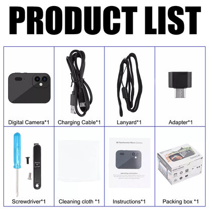 64MP 4K Digital Camera 16X 3 Lens Touch Screen Camera Music Player OTG 3600mAh