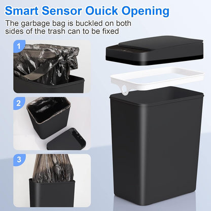 Sleek Automatic Trash Cans 2.2 Gallon - Odor-Sealing, Touchless Design