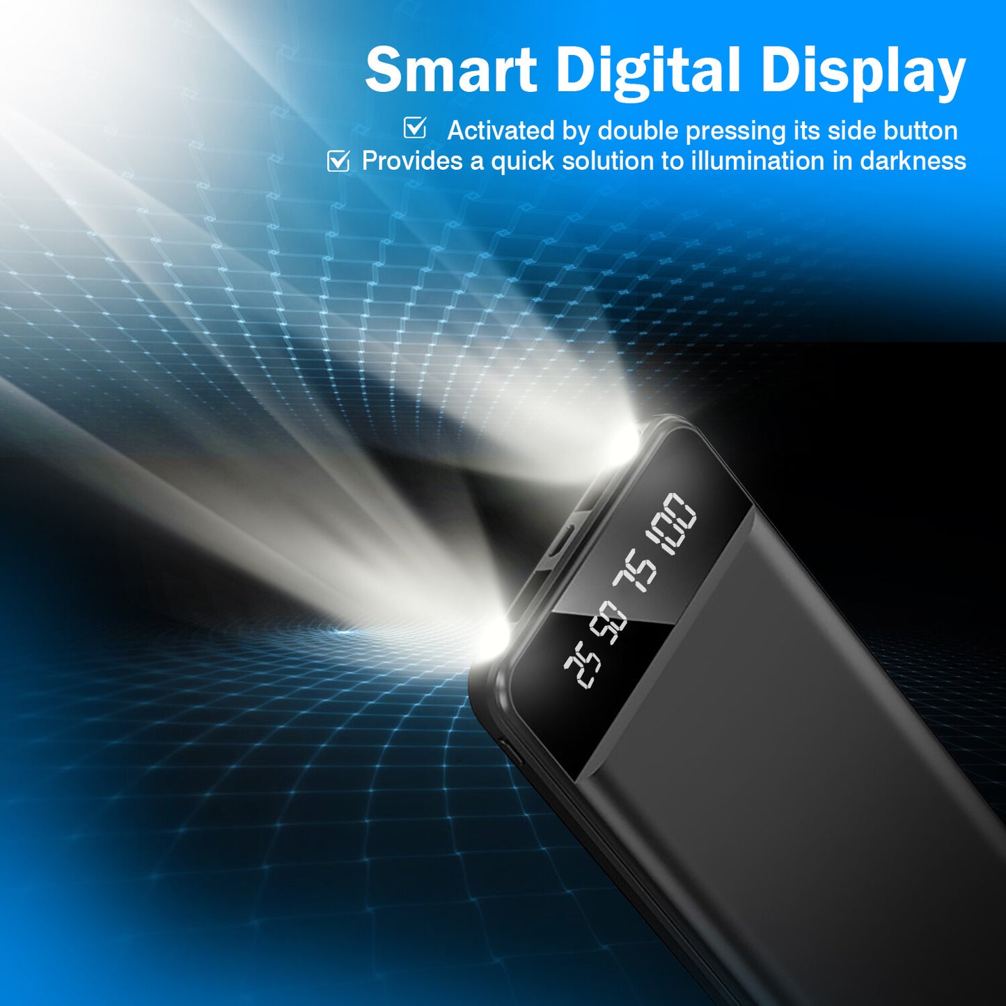 10000mAh Power Bank Dual USB Slim External Battery Pack Charger with LCD Display