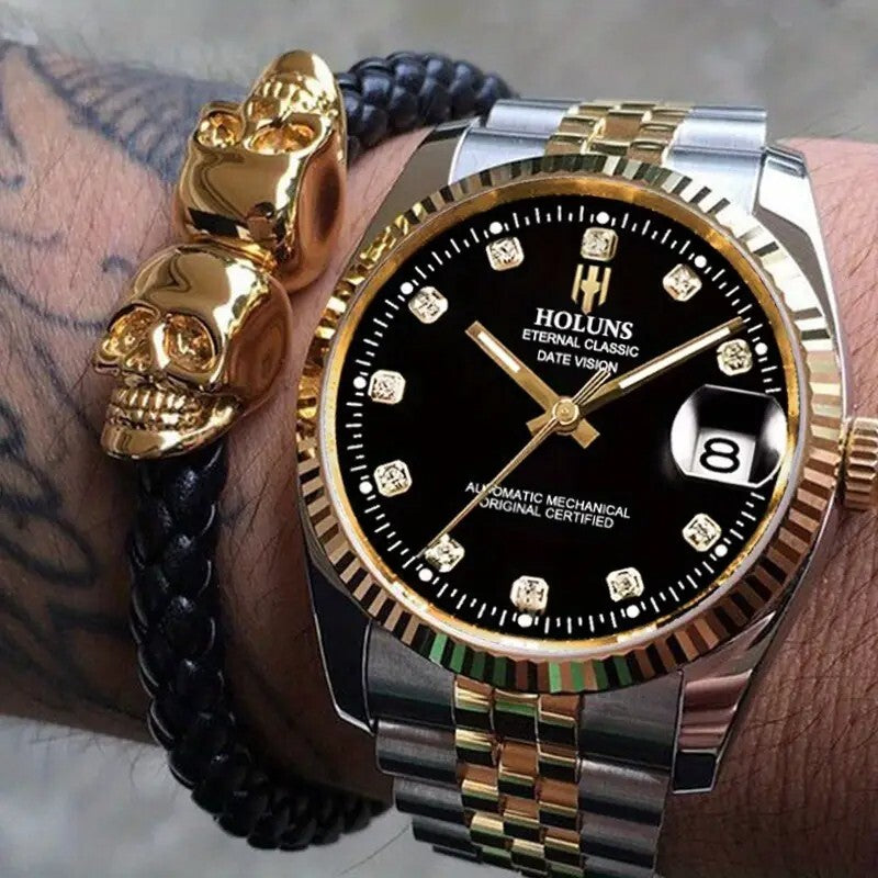 HOLUNS Watch Waterproof AUTOMATIC MECHANICAL BLACK & GOLD