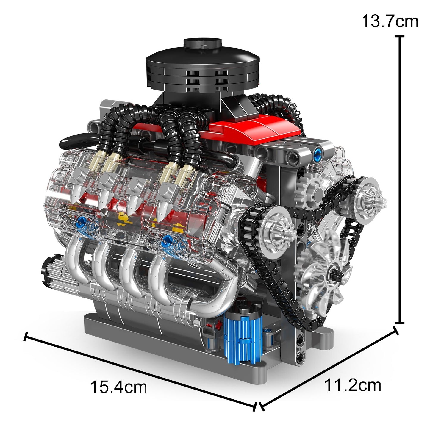 Mould King 10171 V8 Engine Motor Engineering Model Building Block Toy Collection