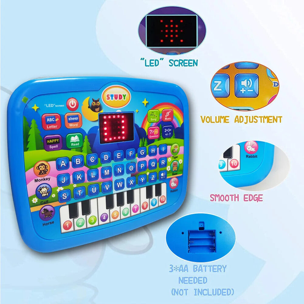 Kids’ Education Tablet Toy, Age 3+ Literacy Learn Doubles as Electronic Keyboard