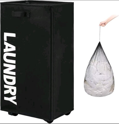 29" X-Large Rolling Laundry Basket on Wheels with Removable Bag, Foldable Laundr