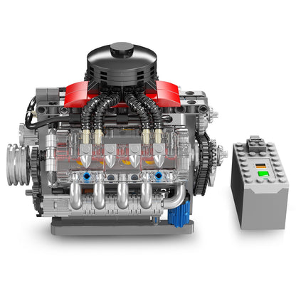 Mould King 10171 V8 Engine Motor Engineering Model Building Block Toy Collection