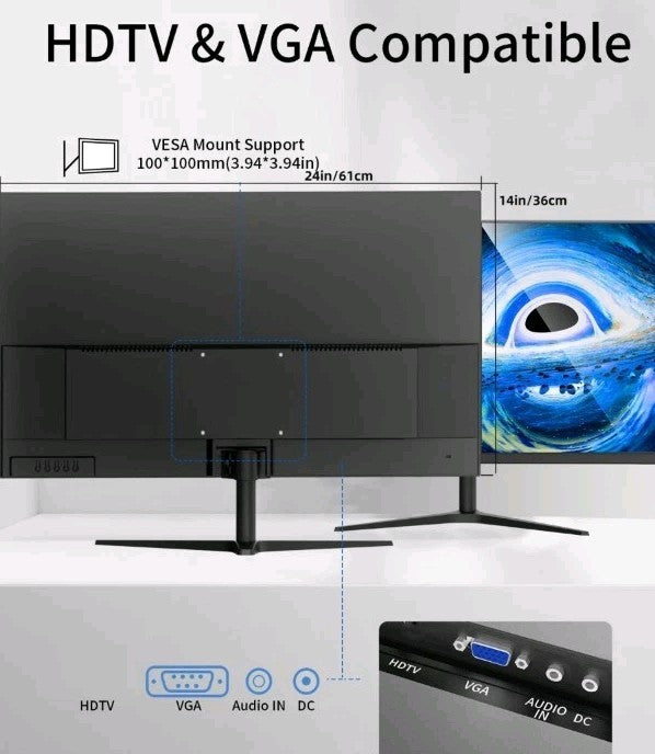Grebear 27 Inch Monitor, Full HD 1080P 75Hz Computer Monitor, IPS Display, HDMi