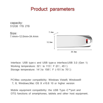 USB Memory Storage 512 GB