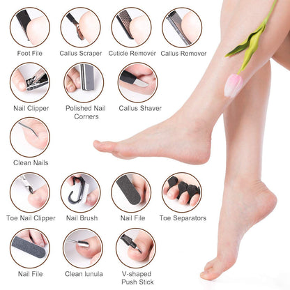 Pedicure Kit Set 23 in 1 Stainless Steel Foot Rasp Peel Callus Dead Skin Remover