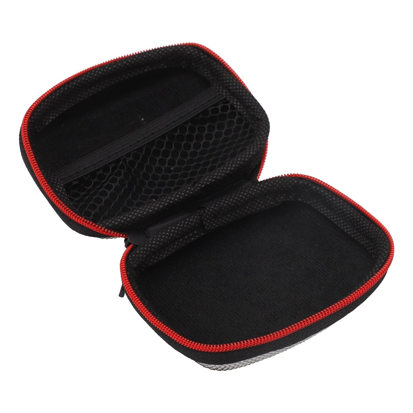Portable Square Earphone Case Box with Mesh Pocket Headset Storage Black